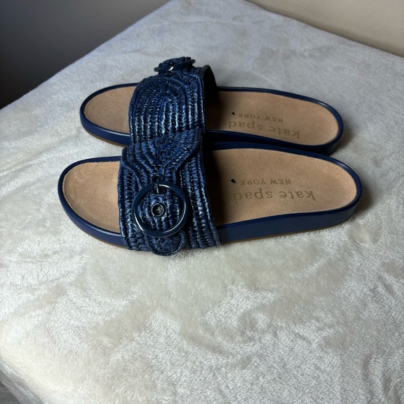 Kate Spade Slides Women's size 7.5 Maribelle Flat Sandals Navy Blue New - Picture 2 of 5